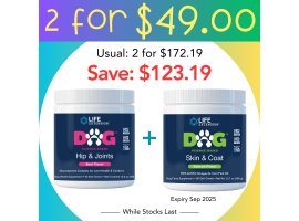 Life Extension DOG Skin & Coat, 90 soft chews + Life Extension DOG Hip & Joints, 90 soft chews Life Extension DOG Skin & Coat, 90 soft chews + Life Extension DOG Hip & Joints, 90 soft chews